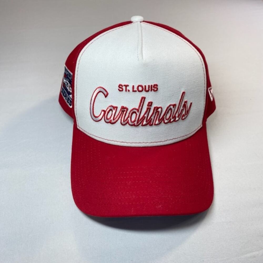 New Era Cardinals 9FORTY Script Hat • 2006 WS Patch • Red/White • OSFA